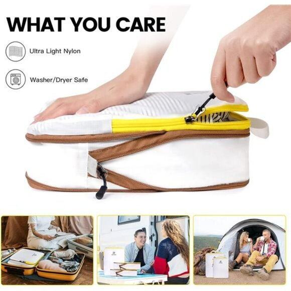 Compression Packing Cubes Travel Organizer Set Carry On Luggage Toiletry Bags  3 - Picture 4 of 7